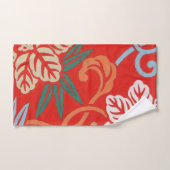 赤ハワイアン日本の着物:ヴィンテージフローラ バスタオルセット (ハンドタオル)