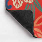 赤ハワイアン日本の着物：ヴィンテージフローラ マウスパッド (コーナー)