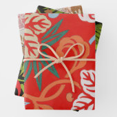 赤ハワイアン日本の着物:ヴィンテージフローラ ラッピングペーパーシート (インサイチュ)