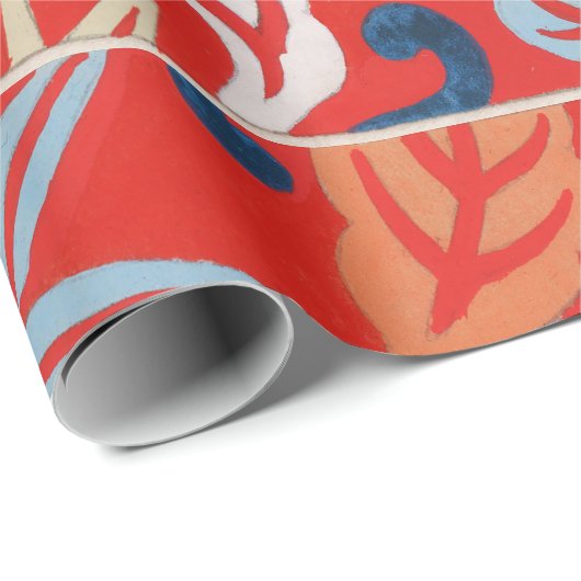 赤ハワイアン日本の着物:ヴィンテージフローラ ラッピングペーパー (ロールコーナー)