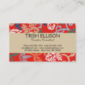 赤ハワイアン日本の着物:ヴィンテージフローラ 名刺 (裏面)