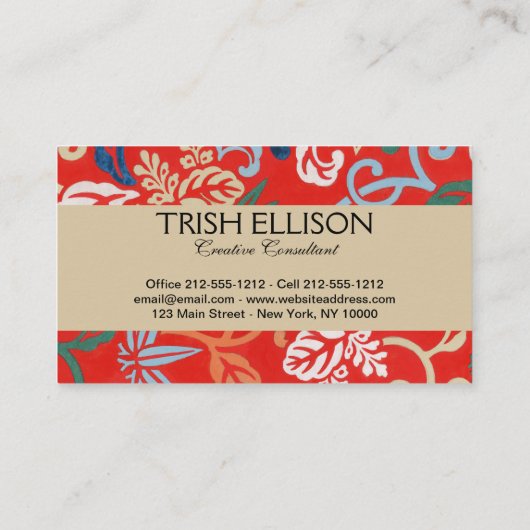 赤ハワイアン日本の着物：ヴィンテージフローラ 名刺 (裏面)