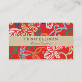 赤ハワイアン日本の着物:ヴィンテージフローラ 名刺 (正面)