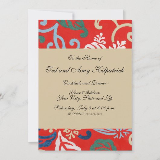 赤ハワイアン日本の着物：ヴィンテージフローラ 招待状 (裏面)