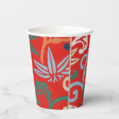 赤ハワイアン日本の着物：ヴィンテージフローラ 紙コップ (裏面)