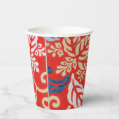 赤ハワイアン日本の着物：ヴィンテージフローラ 紙コップ (正面)