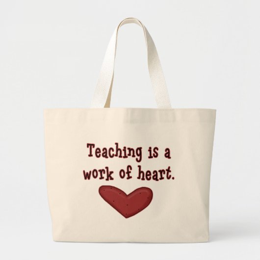 赤ハートシンプル先生ことわざの業務 ラージトートバッグ (正面)