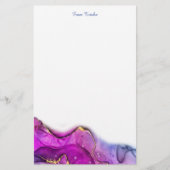 赤バイオレットおよび紫インク抽象芸術、DIY名/メッセージ 便箋 (正面)