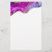 赤バイオレットおよび紫インク抽象芸術、DIY名/メッセージ 便箋 (裏面)