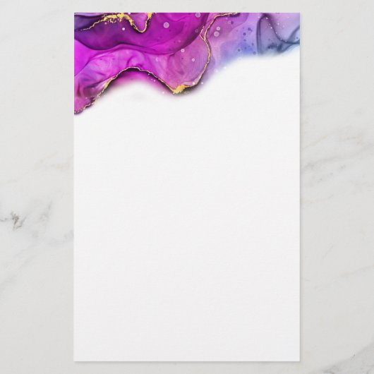 赤バイオレットおよび紫インク抽象芸術、DIY名/メッセージ 便箋 (裏面)