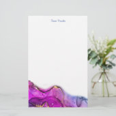 赤バイオレットおよび紫インク抽象芸術、DIY名/メッセージ 便箋 (スタンド正面)