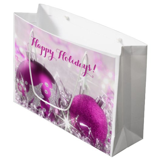 赤バイオレットと銀のクリスマスボードブル抱き枕 ラージペーパーバッグ (正面アングル)