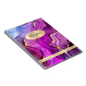 赤バイオレット、青および金ゴールドインク抽象芸術、名前/件名 ノートブック (右側)