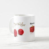 赤バウブルズメリークリスマスママ コーヒーマグカップ (正面左)