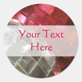 赤バウブル鏡ボール「あなたのテキスト」ステッカー ラウンドシール