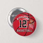 赤バスケ🏀とフープ | DIY文字 缶バッジ (正面&裏面)