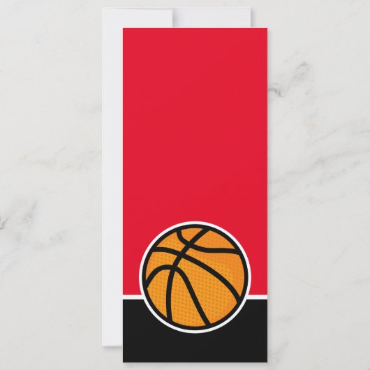 赤バスケチケットカップル赤ちゃんシャワー写真 招待状 (裏面)