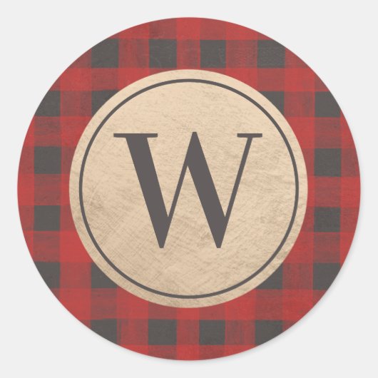 赤バッファローのプレイドモノグラム ラウンドシール (正面)