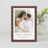 赤バッファローのプレイド写真メリークリスマス シーズンカード (スタンド正面)