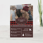 赤バッファローのプレイド年のレビューのクリスマスフォト シーズンカード (正面)