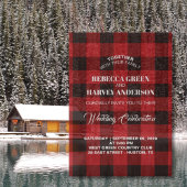 赤バッファローの格子状のラバージャックの冬のキャビン結婚ズ ベラム紙招待状