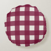 赤バッファローチェックかわいいプレイドチェック円枕 ラウンドクッション (裏面)