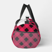 赤バッファローチェックパターパーソナライズされたン ダッフルバッグ (右)