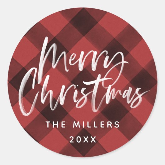 赤バッファローチェックパターンファミリ名 ラウンドシール (正面)