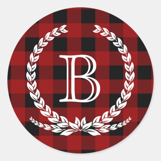 赤バッファローチェックパターンモノグラム ラウンドシール (正面)
