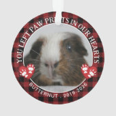 赤バッファローチェック前足ギニア豚の記念写真 オーナメント (裏面)