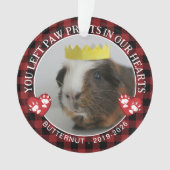 赤バッファローチェック前足ギニア豚の記念写真 オーナメント (正面)