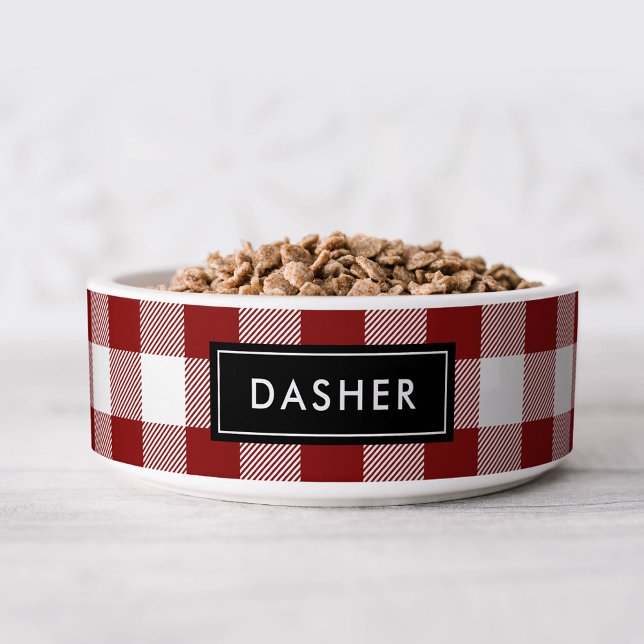 赤バッファローチェック名モノグラム ボウル (クリエイターアップロード済み)