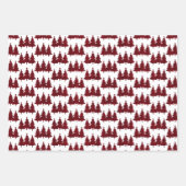 赤バッファローチェック松の木のストライプクリスマス ラッピングペーパーシート (正面3)