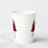 赤バッファローチェック松の木 紙コップ (左)