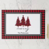 赤バッファローチェック松パーソナライズされた木 ペーパーパッド (インサイチュ)