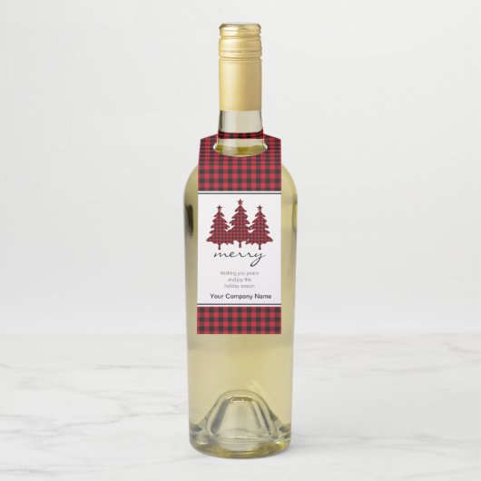 赤バッファローチェック松企業の木 ボトルネックタグ (ボトル)