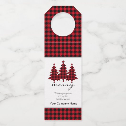 赤バッファローチェック松企業の木 ボトルネックタグ (正面)