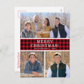 赤バッファローチェック3写真 シーズンポストカード (正面/裏面)