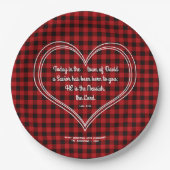 赤バッファローパターン聖書の聖句クリスマス ペーパープレート (正面)