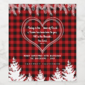 赤バッファローパターン聖書聖句クリスマスパイン ワインラベル (シングルラベル)