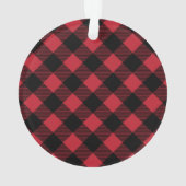 赤バッファロープレイドカスタムペット子犬の写真 オーナメント (裏面)