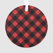 赤バッファロープレイドカスタムペット子犬の写真 オーナメント (裏面)