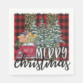 赤バッファロープレイドクリスマスツリー スタンダードランチョンナプキン (正面)