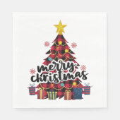 赤バッファロープレイドクリスマスツリー スタンダードランチョンナプキン (正面)