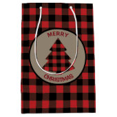 赤バッファロープレイドクリスマスツリー ミディアムペーパーバッグ (正面)