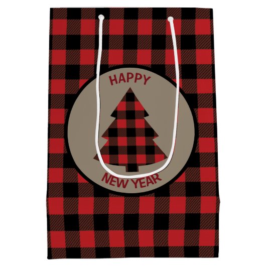 赤バッファロープレイドクリスマスツリー ミディアムペーパーバッグ (裏面)