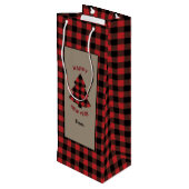 赤バッファロープレイドクリスマスツリー ワインギフトバッグ (裏面アングル)