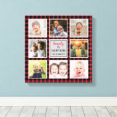 赤バッファロープレイドクリスマスフォトコラージュ キャンバスプリント (インサイチュ (ウッドフロア))