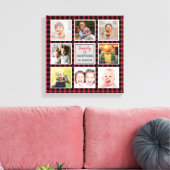 赤バッファロープレイドクリスマスフォトコラージュ キャンバスプリント (インサイチュ (リビング))