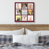 赤バッファロープレイドクリスマスフォトコラージュ キャンバスプリント (インサイチュ (寝室))